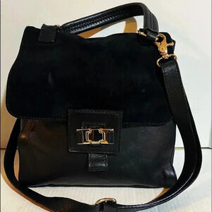 Abro black suede leather crossbody handbag